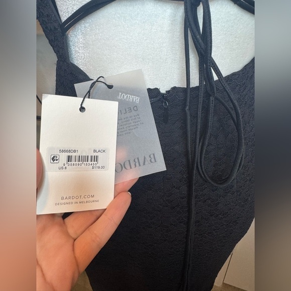 NWT Bardot Womens Lacy Short Midi Dress Black Size 8 - Picture 6 of 8